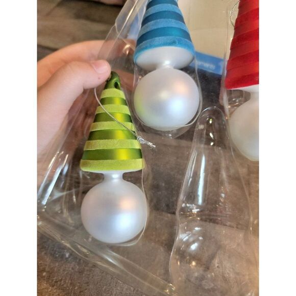 Target 2006 snowman face blown glass ornament Xmas Decor set - Picture 6 of 6